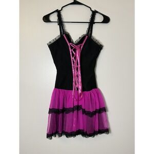 Dolls Kill Widow Bring Me To Life Corset Dress Pink Black Goth Alternative Small